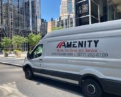 Amenity Mobile Tires, a mobile tire shop, in downtown Pittsburgh, Pennsylvania.